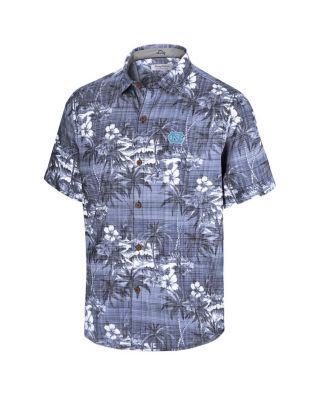 Men's Navy North Carolina Tar Heels Coconut Point Isla Palmetta Camp Button-Up Shirt