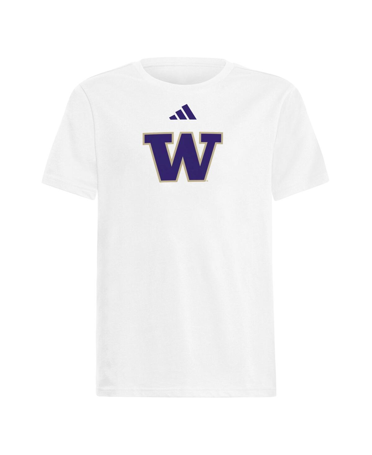 Adidas Originals Big Boys And Girls White Washington Huskies 2023 Sideline Locker Room Logo Fresh T-shirt In White