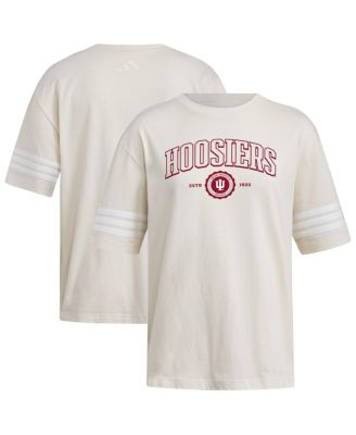 adidas - Women's Cream Indiana Hoosiers Fashion Three-Stripes Oversized T-Shirt