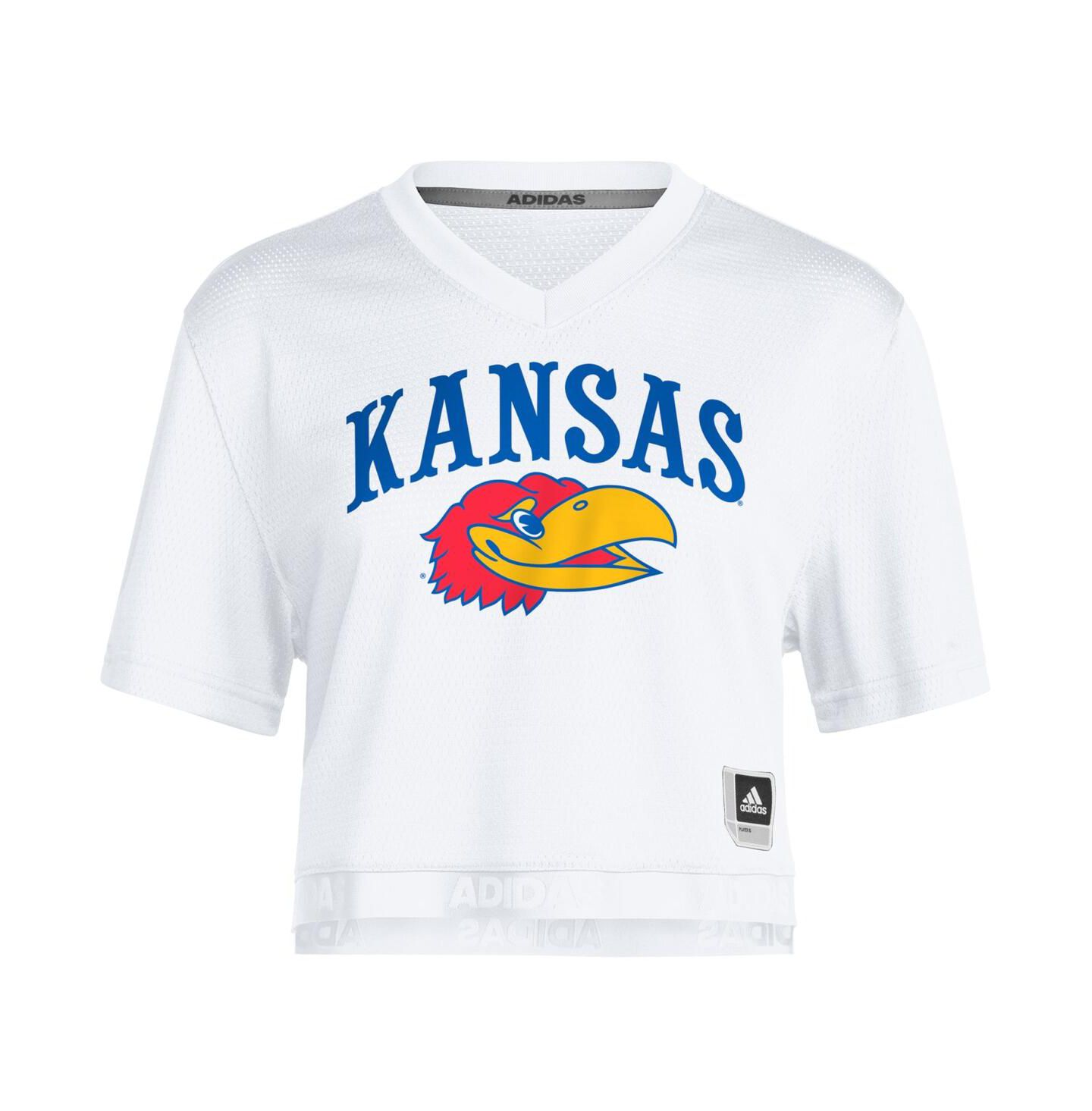 Женская футболка adidas White Kansas Jayhawks White Out Cropped — фото 2