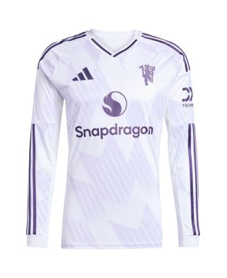 Men's White Manchester United 2025/26 Away Replica Long Sleeve Jersey