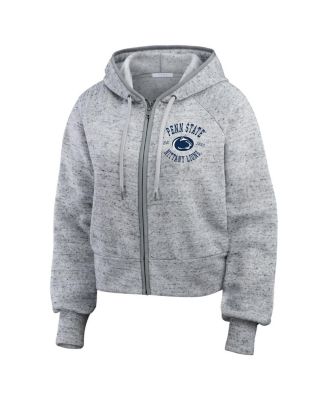 Women's Heather Gray Penn State Nittany Lions Wear Speckle Double-Hit Raglan Full-Zip Hoodie
