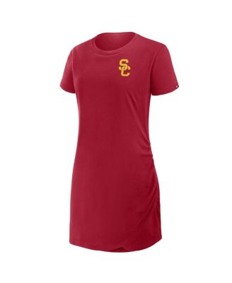 Women's Cardinal USC Trojans Ruched Drape T-Shirt Dress
