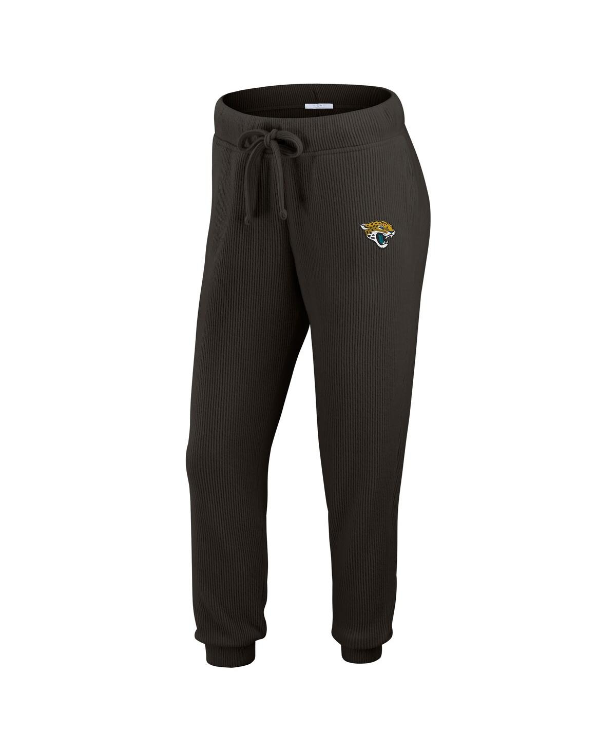 Wear By Erin Andrews Cream Jacksonville Jaguars Plus Size Knitted Tri-blend Long Sleeve T-shirt & P In Gray