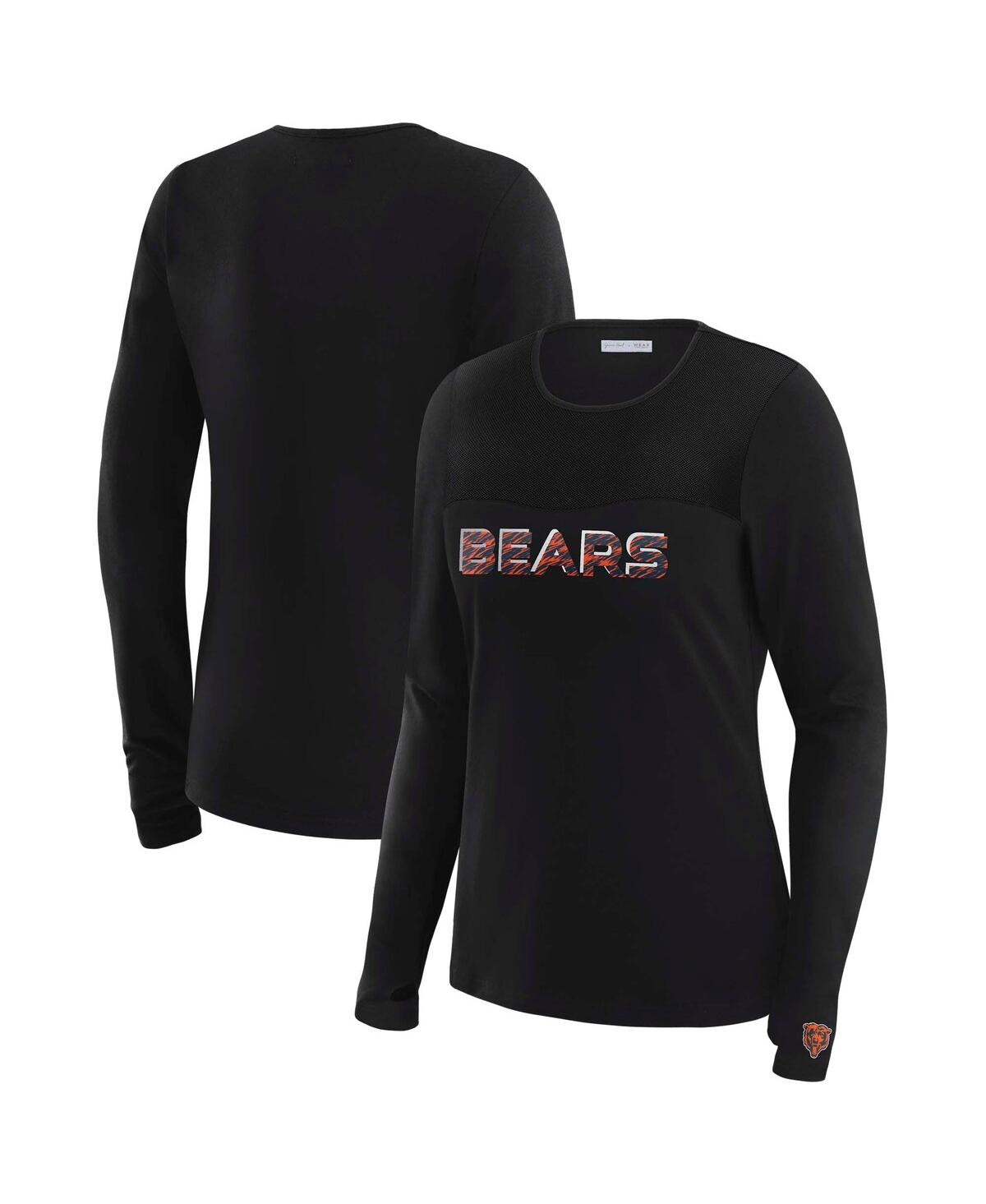 Wear by Erin Andrews Women's x Gracie Hunt Black Chicago Bears Mesh Panel Long Sleeve T-Shirt