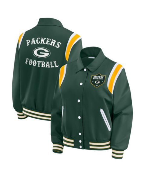 Женские куртки WEAR by Erin Andrews Women's Green Bay Packers Varsity Lightweight Full-Snap Jacket
