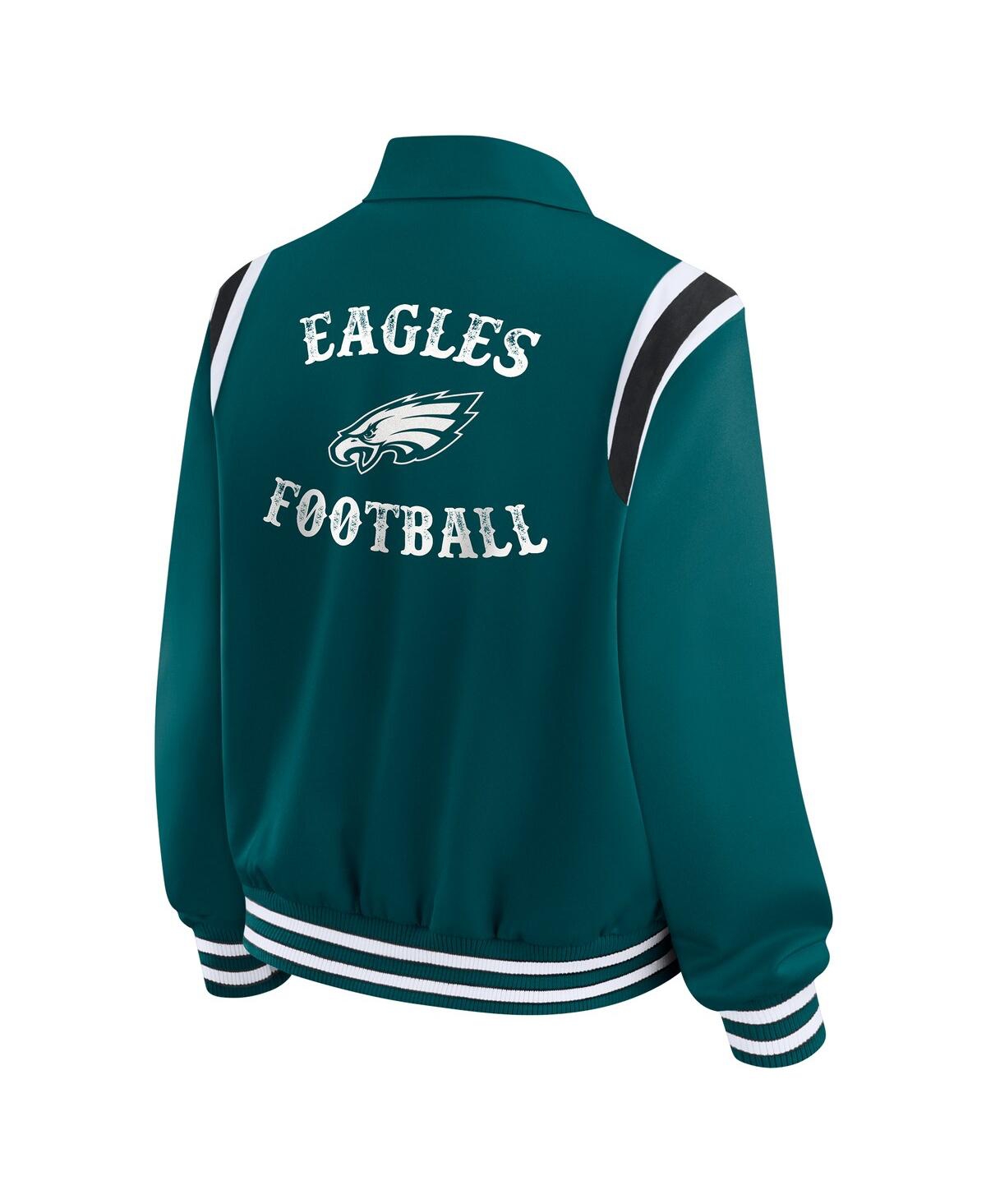 Wear By Erin Andrews Women's Midnight Green Philadelphia Eagles Varsity Lightweight Full-snap Jacket In Green