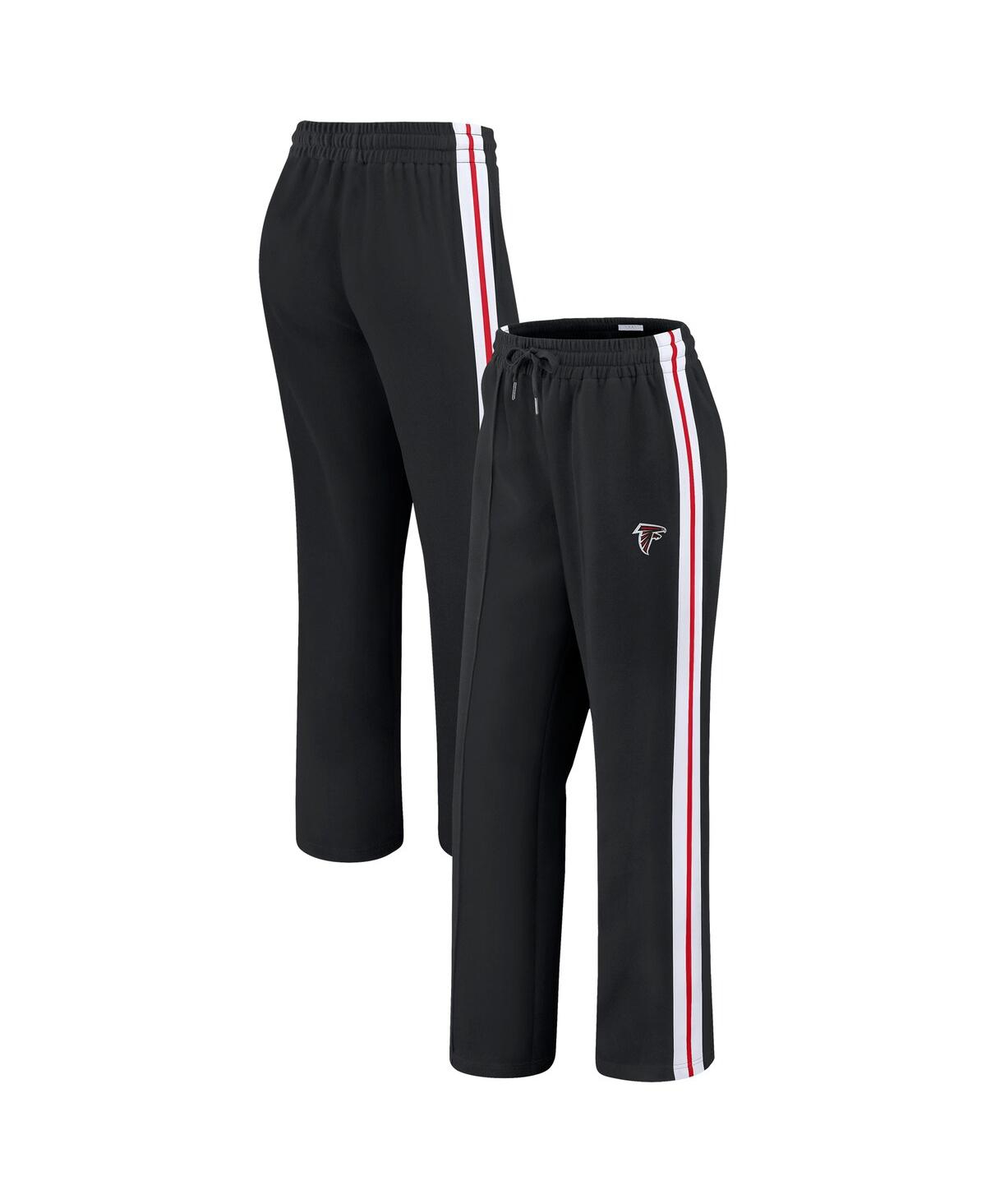 Wear By Erin Andrews Women's Black Atlanta Falcons Color-block Straight Leg Pants In Black