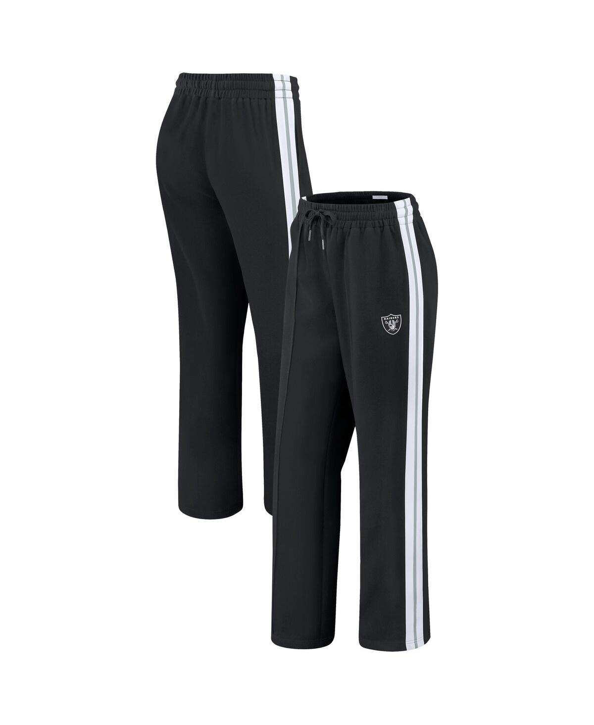 Wear by Erin Andrews Women's Black Las Vegas Raiders Color-Block Straight Leg Pants