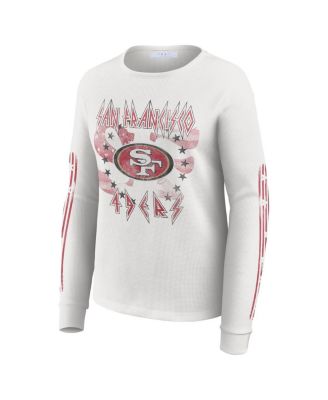 Women's White San Francisco 49ers Graphic Waffle Long-Sleeve T-Shirt