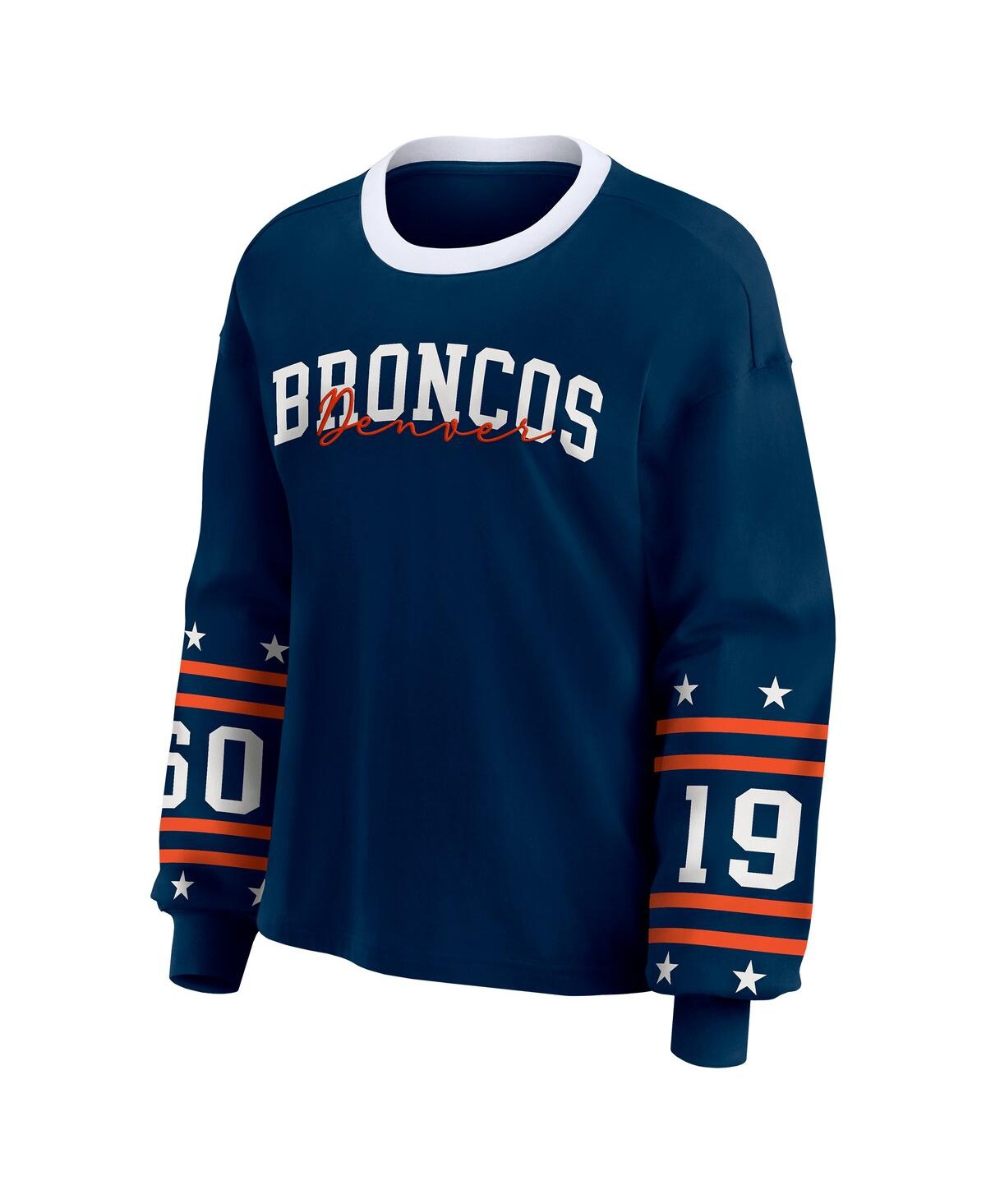 Wear by Erin Andrews Women's Navy Denver Broncos Sport Long-Sleeve T-Shirt