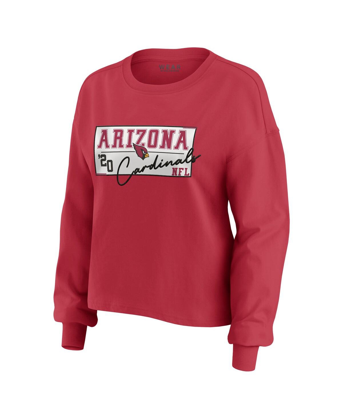 Wear By Erin Andrews Women's Cardinal Arizona Cardinals Heavy Rugby Jersey Long Sleeve T-shirt Shorts Lounge Set In Red