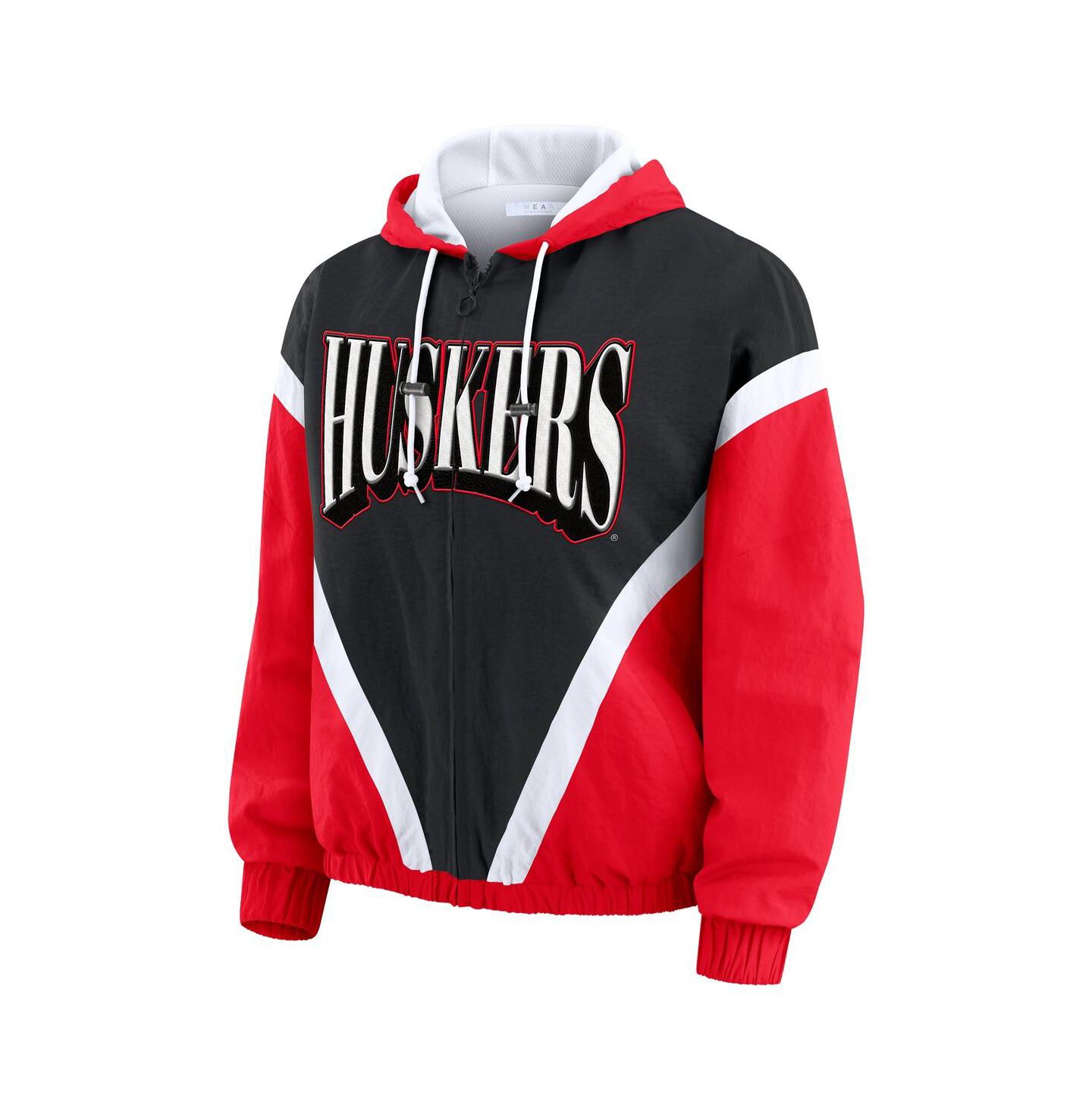 Женская куртка WEAR by Erin Andrews Scarlet/Black Nebraska Huskers Color Block Full-Zip Windbreaker — фото 2