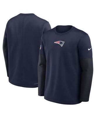 Men's Navy New England Patriots Sideline Scripted to Win Performance Long Sleeve T-Shirt