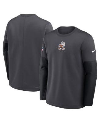 Men's Anthracite Cleveland Browns Sideline Scripted to Win Performance Long Sleeve T-Shirt
