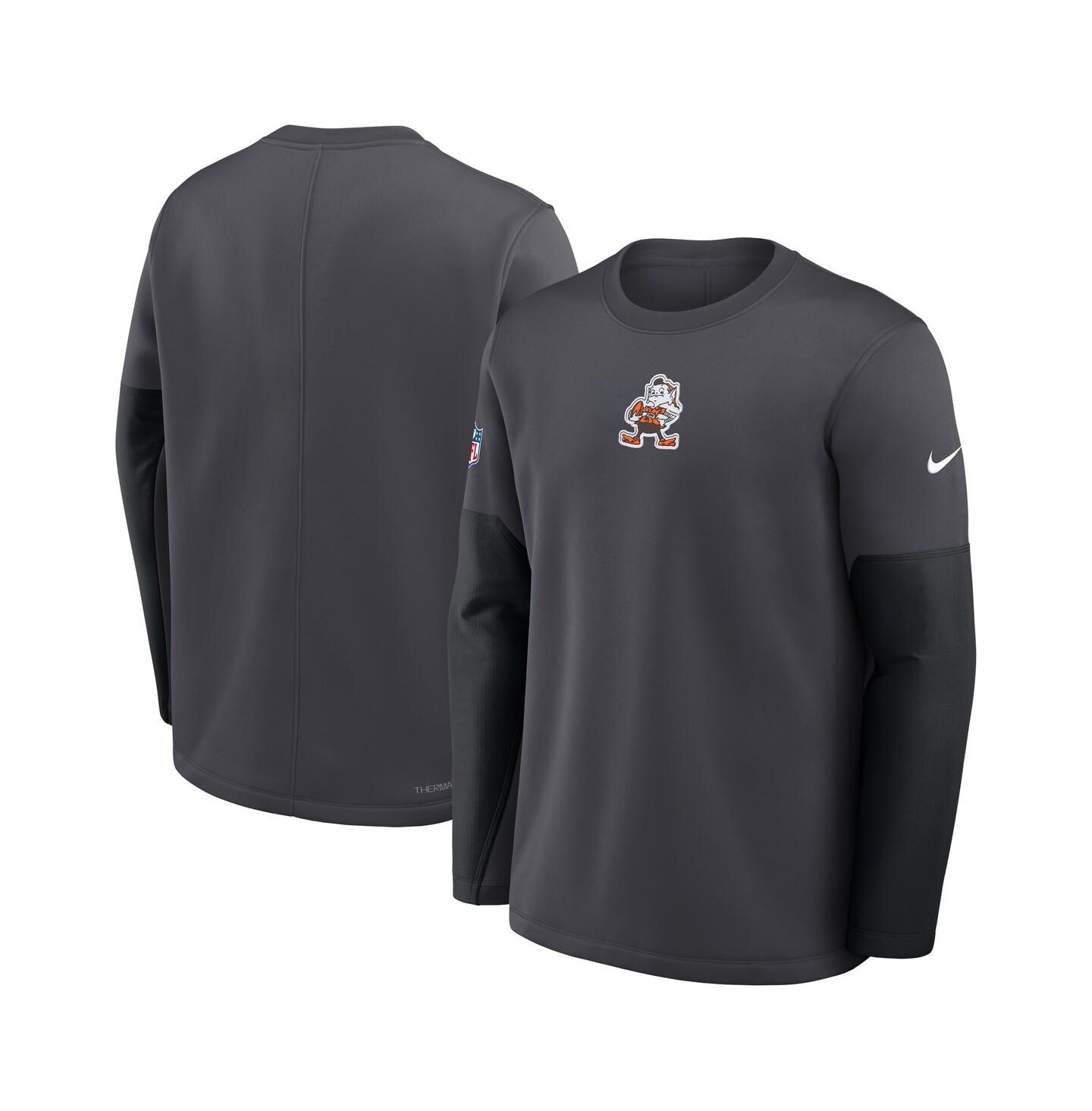 Мужская футболка Nike Anthracite Cleveland Browns Sideline Scripted to Win Performance Long Sleeve — фото 4
