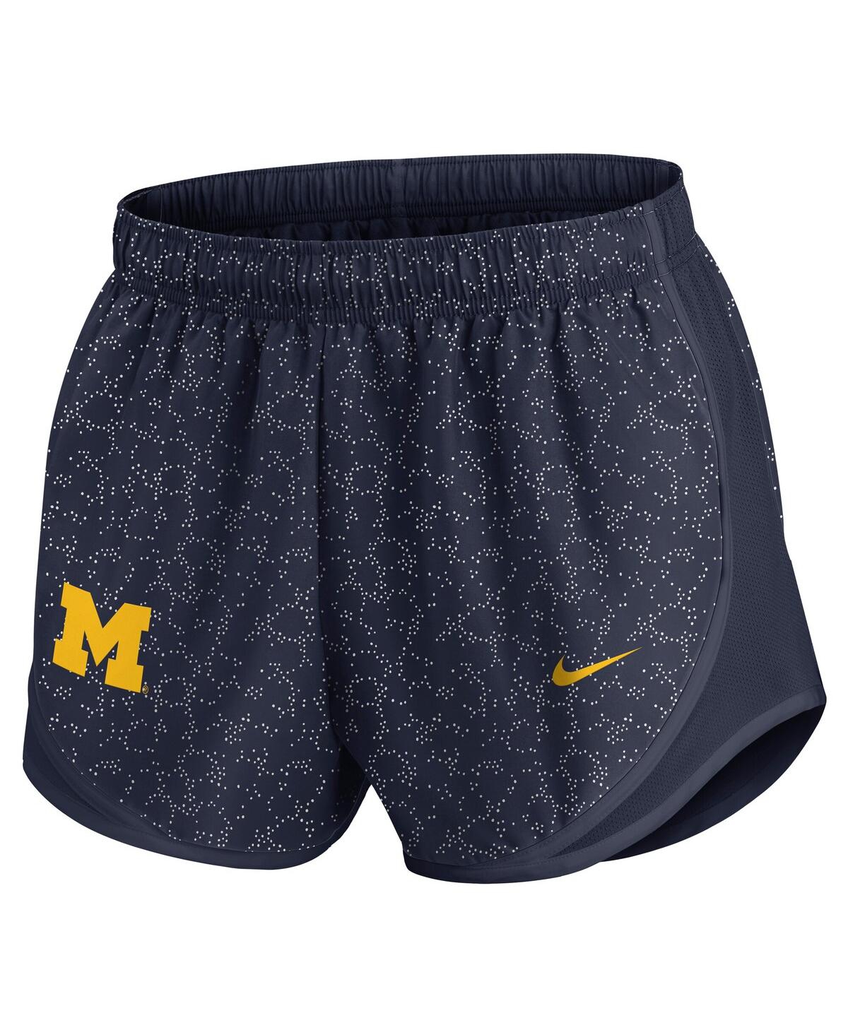 Nike Women's Navy Michigan Wolverines Tempo Pattern Dri-fit Shorts In Blue