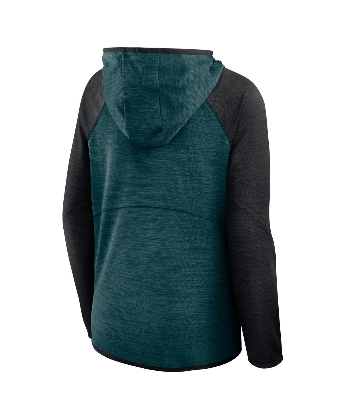 Fanatics Women's Midnight Green/black Philadelphia Eagles Redzone End Around Pass Raglan Full-zip Hoodie In Green