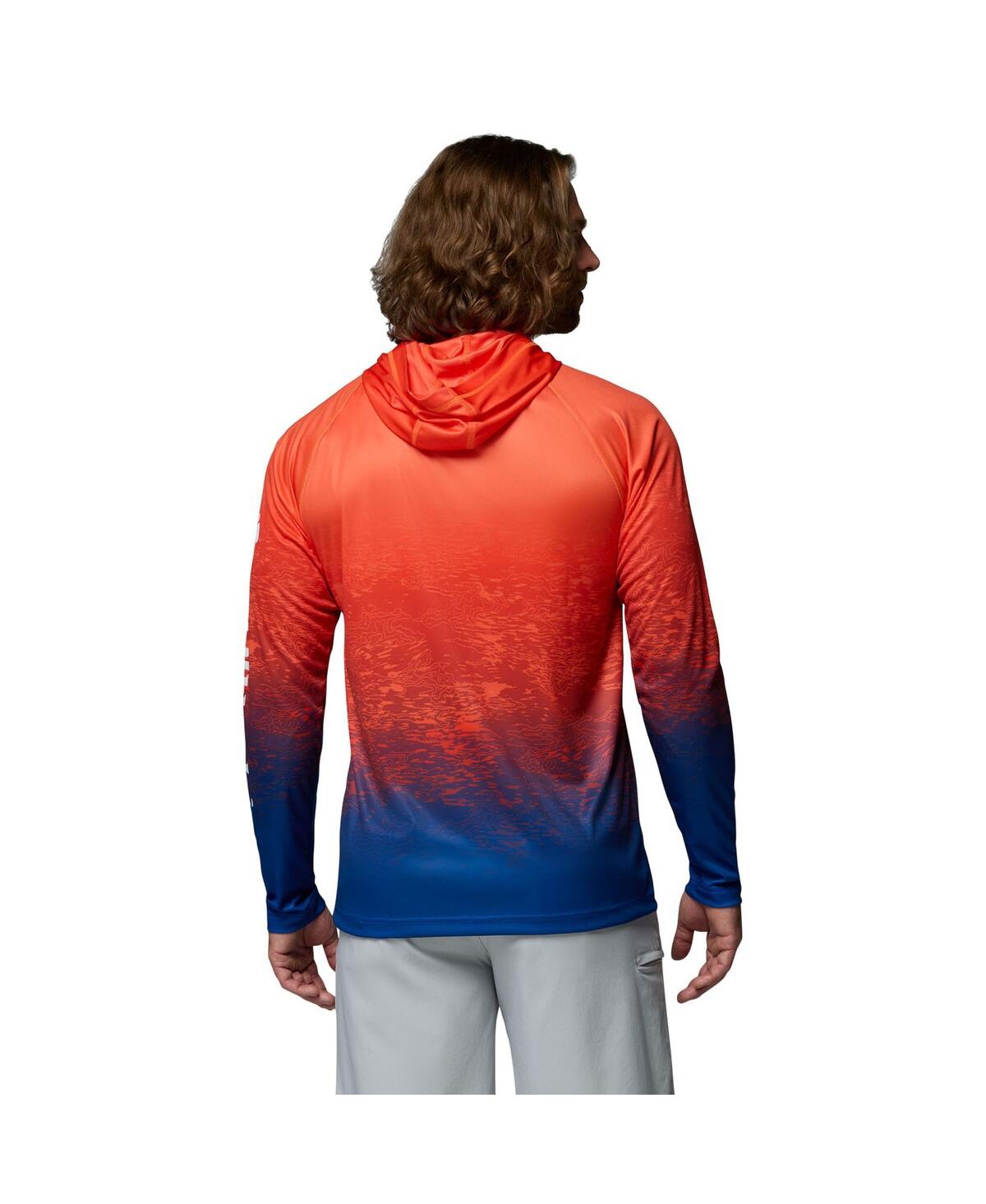 Columbia Men's Orange Florida Gators Pfg Gradient Water Super Terminal Tackle Hoodie Omni-wick T-shirt In Orange