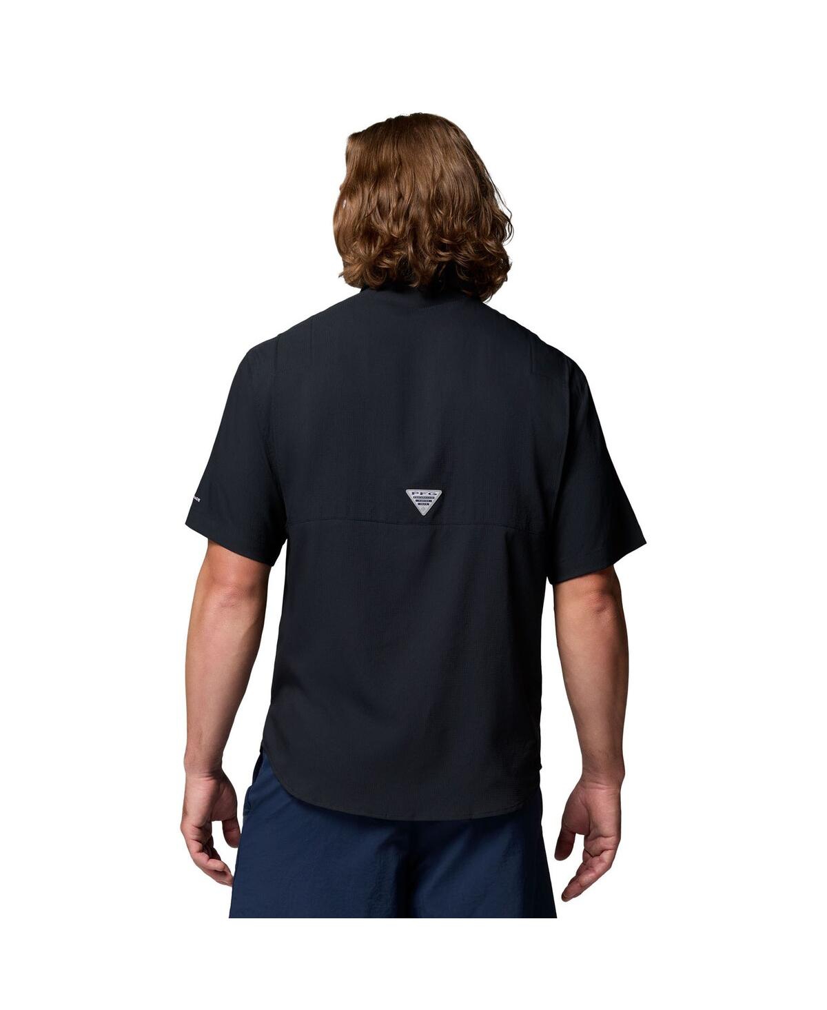 Columbia Men's Black Texas Longhorns Tamiami Omni-shade Button-down Shirt In Black