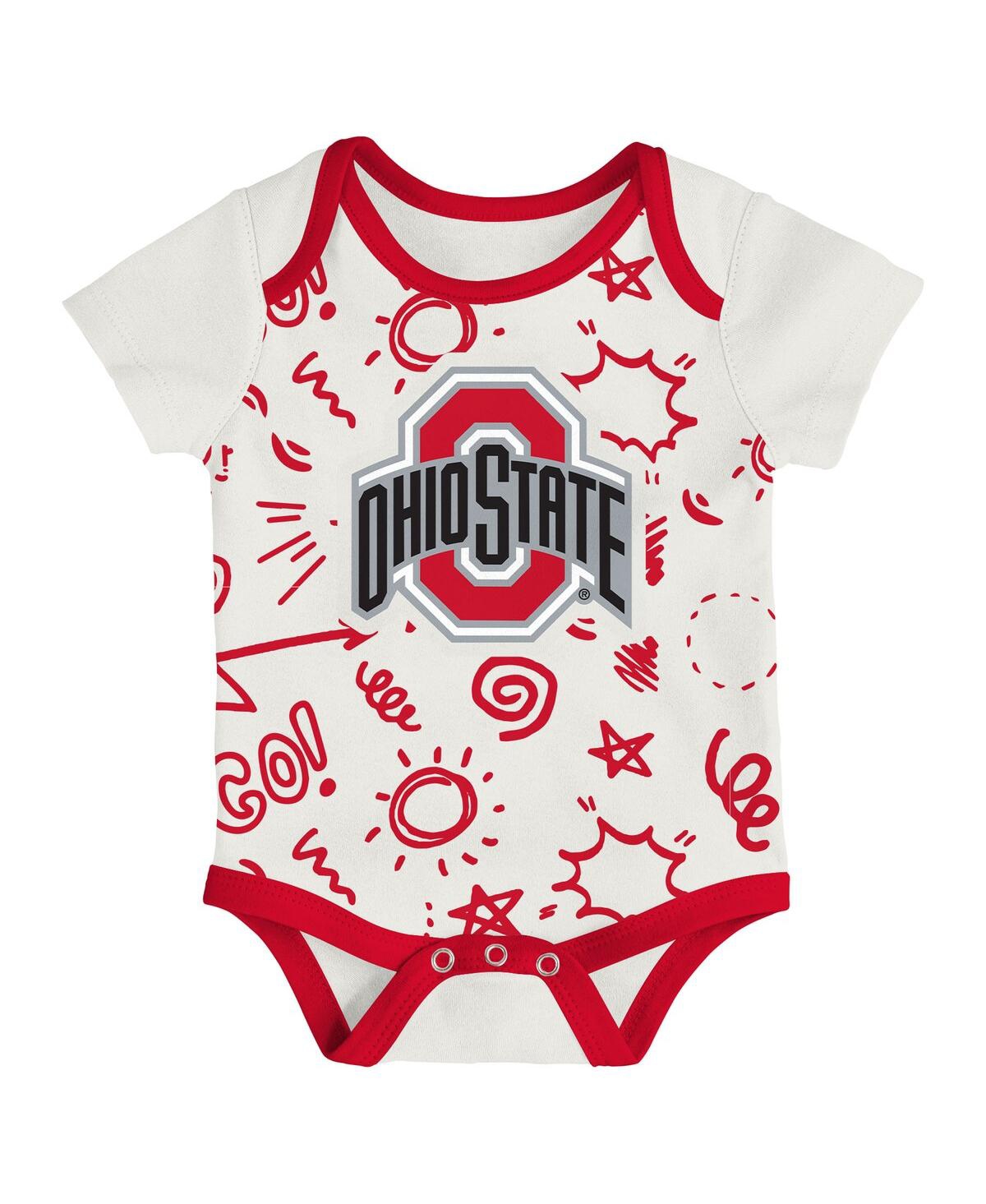 Outerstuff Baby Boys and Girls 3-Piece Ohio State Buckeyes All Day Play Bodysuit Set