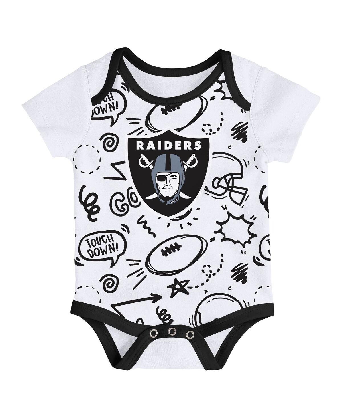 Outerstuff Baby Boys And Girls 3-piece Las Vegas Raiders All Day Play Bodysuit Set In Multi