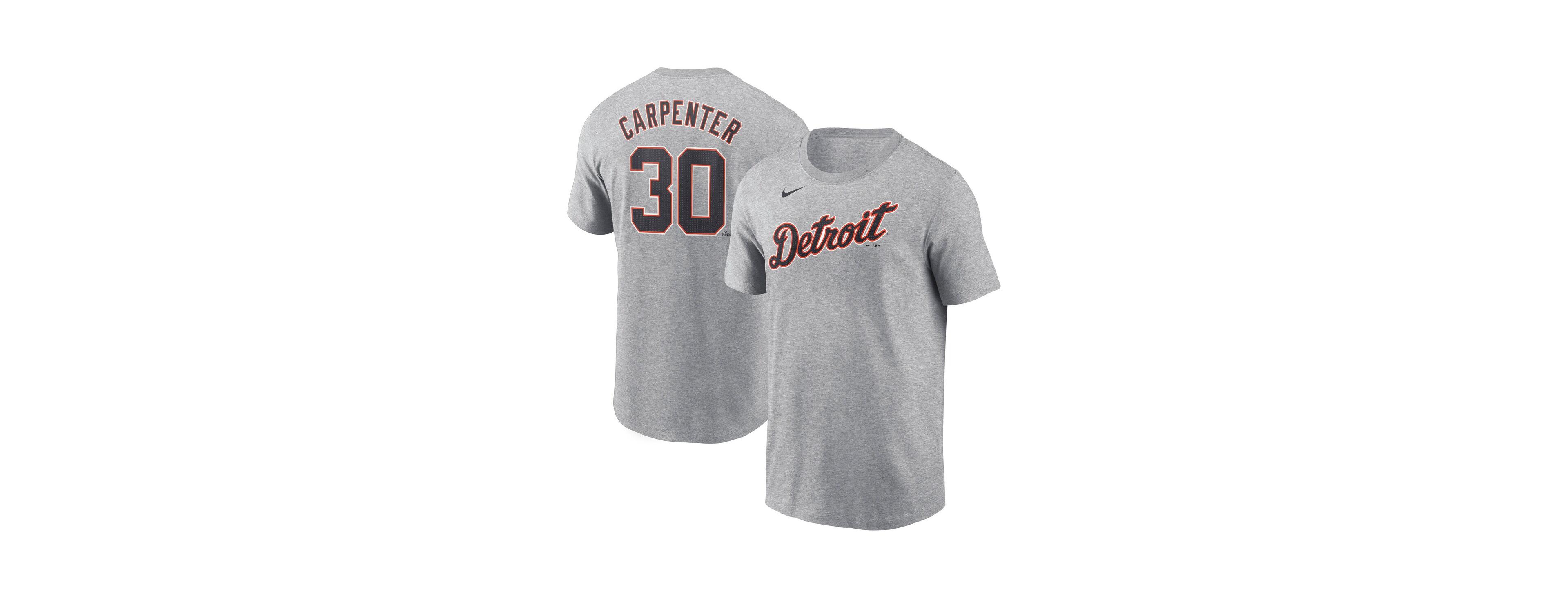 Nike Men's Kerry Carpenter Gray Detroit Tigers Fuse Name Number T-Shirt
