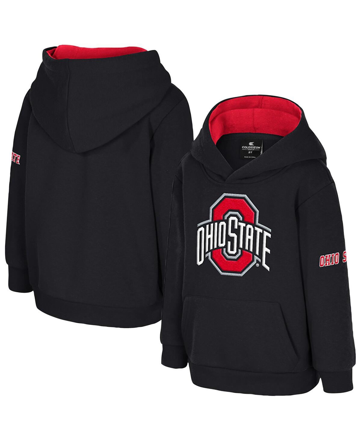 Colosseum Toddler Black Ohio State Buckeyes Big Logo Volume Fleece Pullover Hoodie In Black