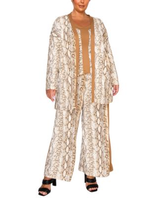 Plus Size Python Contrast Panel Cami Top