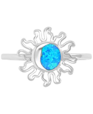 Sun Shape Opal (0.25 ct. t.w.) Ring in Sterling Silver