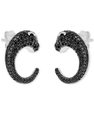 Black Spinel and Chrome Diopside Earrings (0.01 ct. t.w.) in Sterling Silver