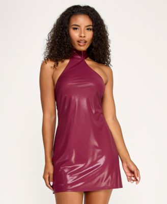Juniors' Foil Draped Scarf One-Shoulder Dress