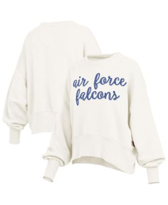 Pressbox - Women's Cream Air Force Falcons Oversized Chelsea Waist Length Pullover Sweatshirt