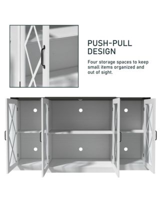 63-Inch 1 Pc Wooden Adjustable Shelves Storage Farmhouse TV Stand