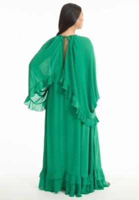Women's June + Vie Ruffled Chiffon Cape Maxi Dress
