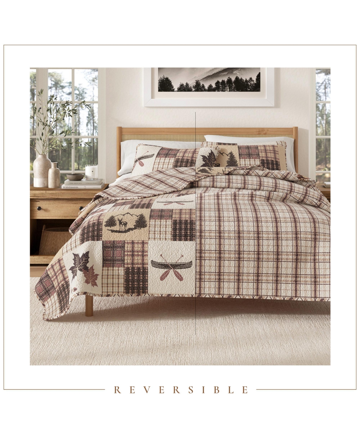 Linery & Co. Rustic Lodge Patchwork Microfiber Quilt Set With Shams