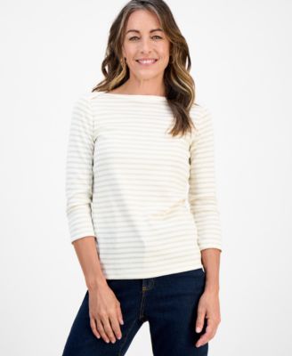 Petite Pattern Boat-Neck Top, Macy's Exclusive