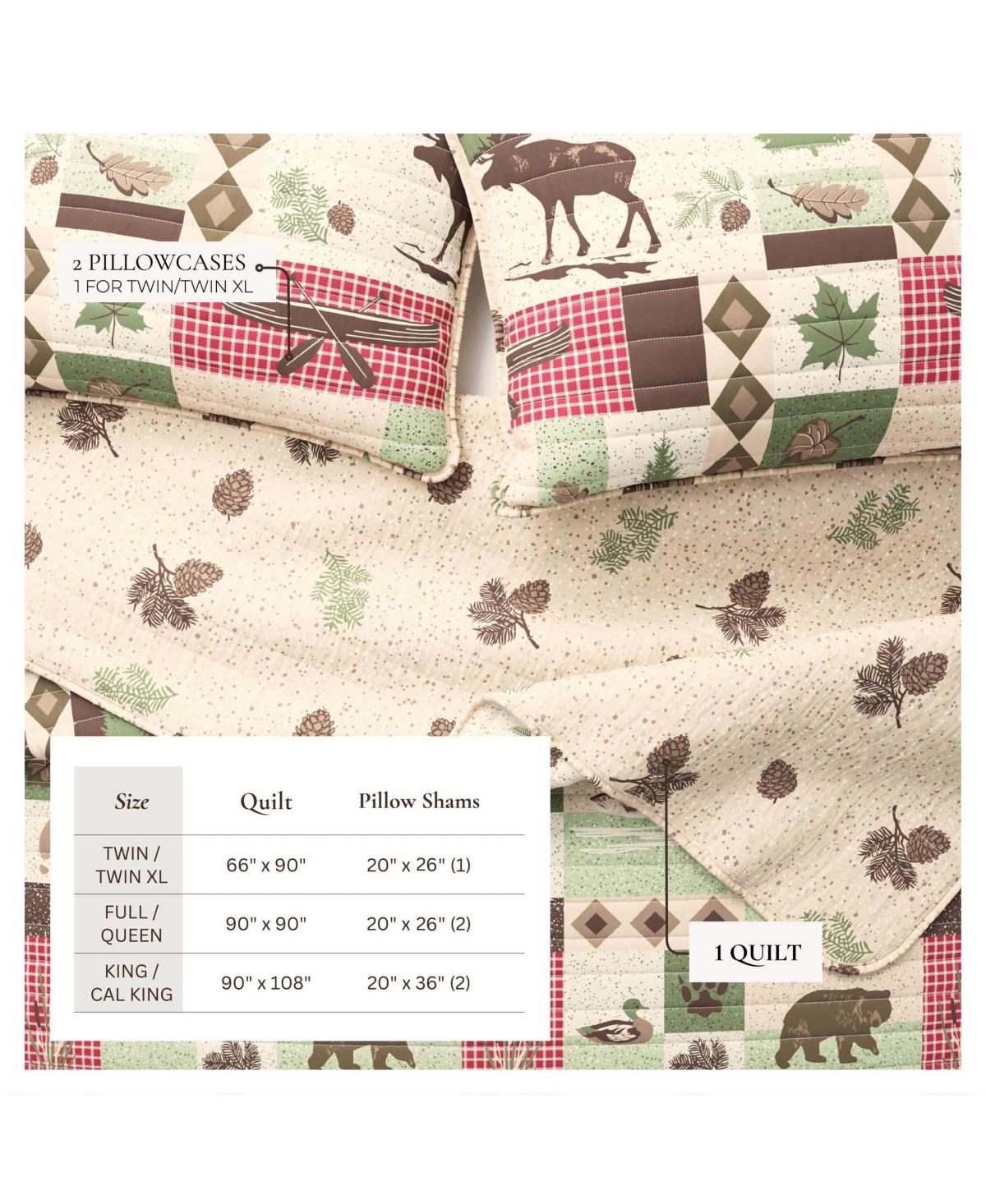Linery & Co. Wildlife Patchwork Microfiber Quilt Set With Shams