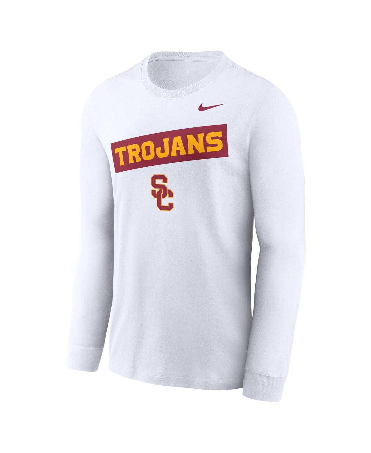 Nike Men's White Usc Trojans Two-hit Classic Location Long Sleeve T-shirt In White
