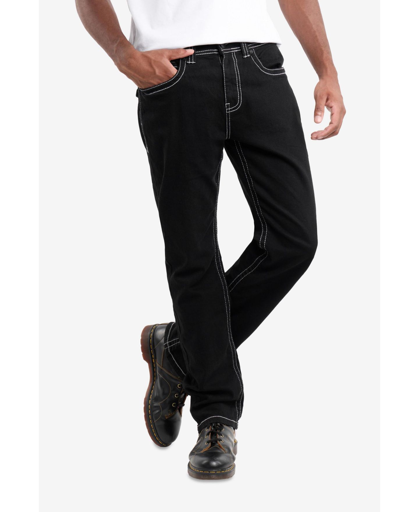 Мужские джинсы CULTURA Saddle Stitch Straight Fit, цвет: Чёрный — фото 4