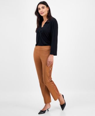 Petite Sequin-Trim Cambridge Pants, Macy's Exclusive  