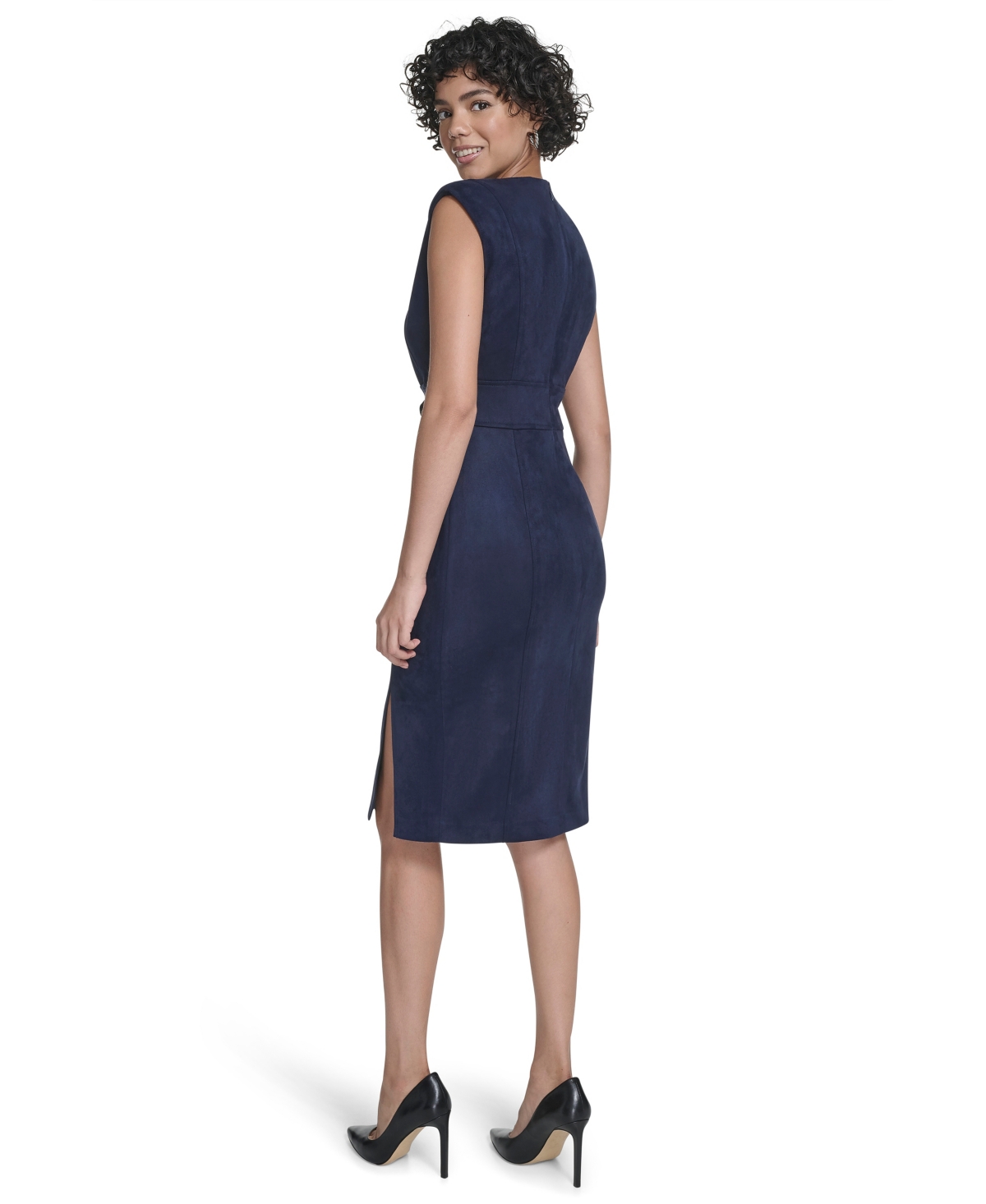 Calvin Klein Women's Sleeveless Crewneck Short Dress In Blue