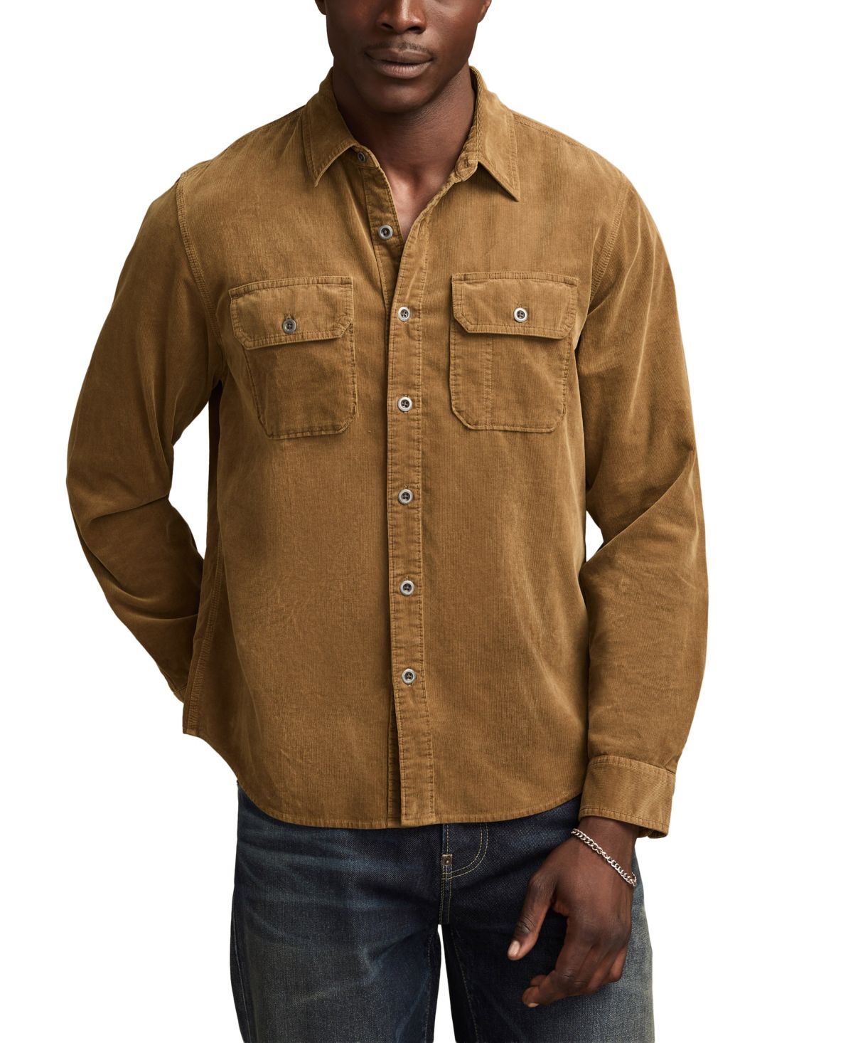 Мужская вельветовая рубашка с длинным рукавом