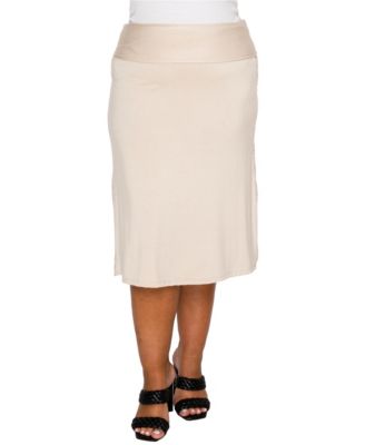 Plus Size Cheetah Burnout Contrast Fold Over Midi Skirt