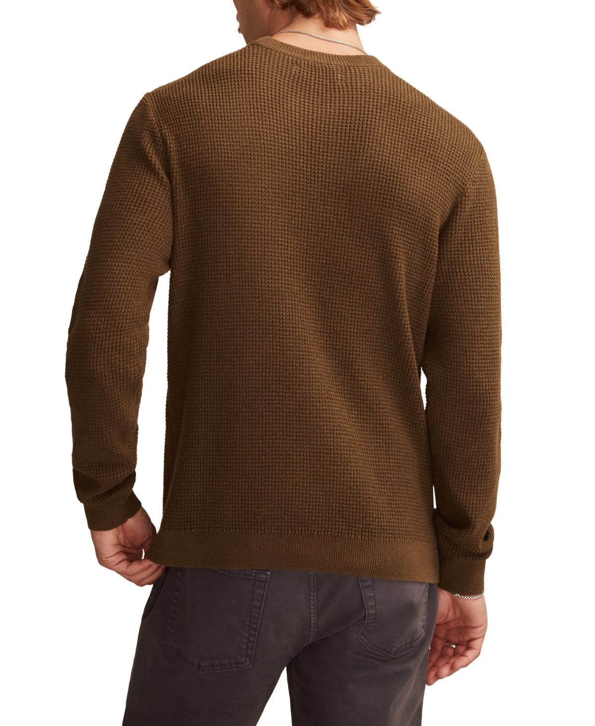 Lucky Brand Waffle Cotton & Linen Crewneck Sweater In Brown