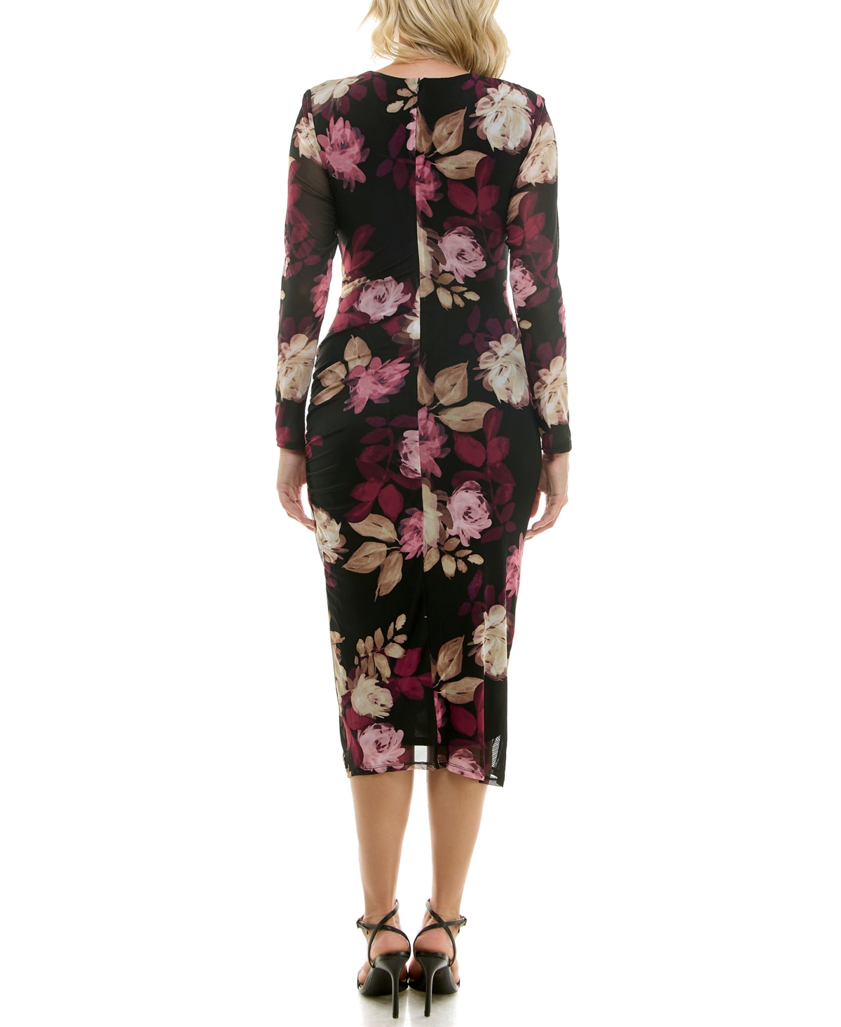 Taylor Women's Floral Mesh Bodycon Midi Dress In Black