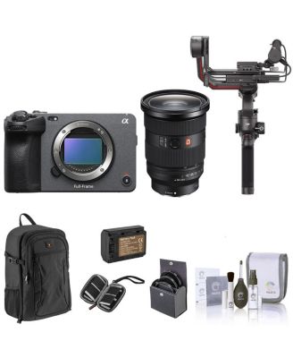 Sony FX3 Full-Frame Cinema Line Camera with FE 24-70mm f/2.8 GM II Lens Bundle, DJI RS 3 Pro Combo Gimbal Stabilizer, Backpack, Filter Kit, Battery Pack, Card Wallet, for Digital Video (9 Items)