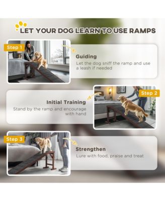 Foldable Pet Ramp for Dogs Non-slip Carpet Platform 74"L x 16"W x 25"H