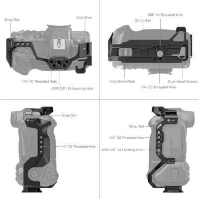 Full Camera Cage for Canon EOS R5/R6/R5C/R6 Mark II/R6 Mark III, Requires BG-R10 Battery Grip