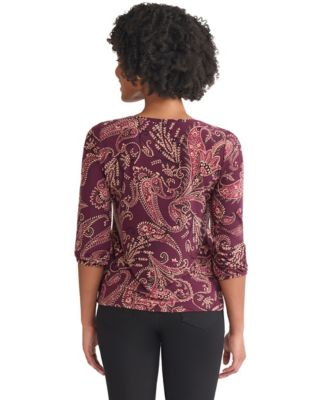 Petite 3/4 Sleeve Crew Neck Top